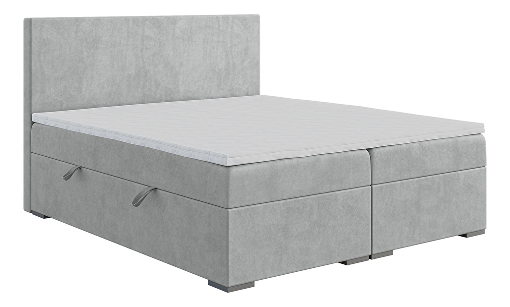 Bračni krevet Boxspring 160 cm Lemmy (siva) (s madracem i prostorom za odlaganje)