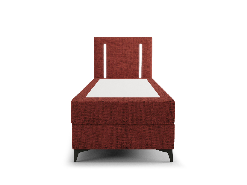 Jednostruki krevet 90 cm Ortega Comfort (crvena) (s podnicom i madracem, bez prostora za odlaganje) (s LED rasvjetom)