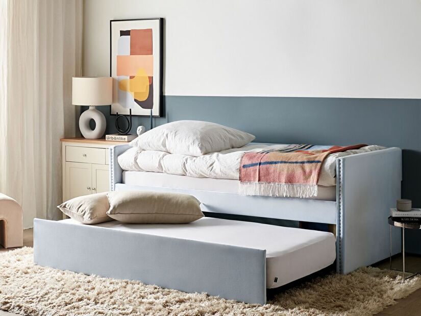 Jednostruki krevet 200 x 90 cm Tish (plava) (s podnicom)
