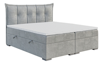 Bračni krevet Boxspring 180 cm Mirage (svijetlo siva) (s madracem i prostorom za odlaganje)