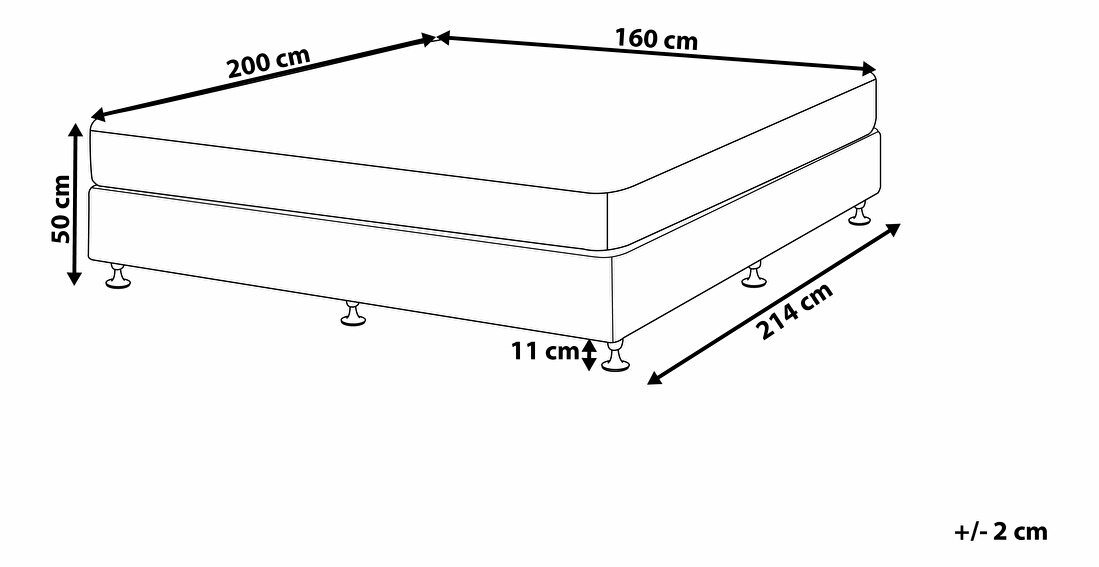 Bračni krevet 160 cm COLOGNE (s podnicom i madracem) (siva)