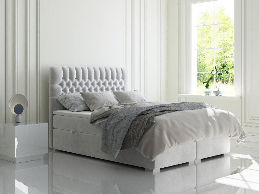 Bračni krevet Boxspring 180 cm Daliny (svijetlo siva) (s prostorom za odlaganje)
