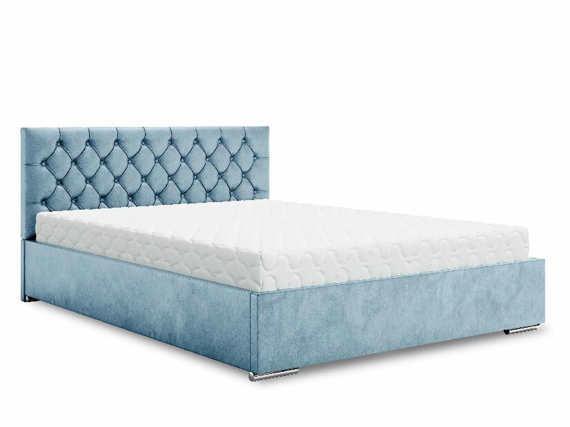 Bračni krevet 140 cm Danita (plava) (s podnicom i prostorom za odlaganje)