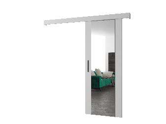 Klizna vrata 90 cm Sharlene II (bijela mat + bijela mat + crna) (s ogledalom)