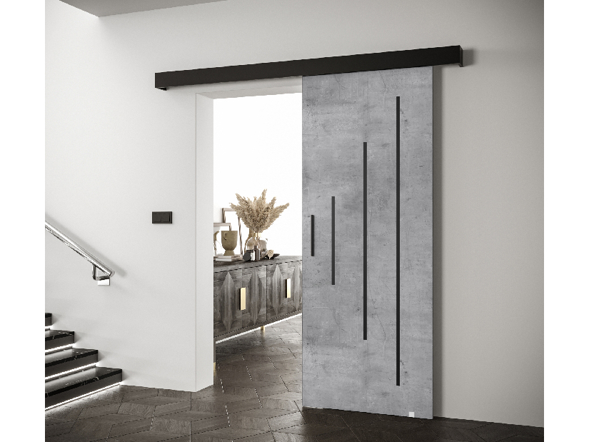 Klizna vrata 90 cm Sharlene Y (beton + crna mat + crna)