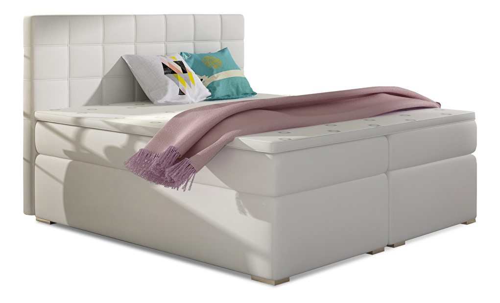 Bračni krevet Boxspring 140 cm Abbie (bijela) (s madracima)