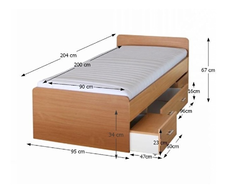Jednostruki krevet 90 cm Dulce 80262 bukva 22 