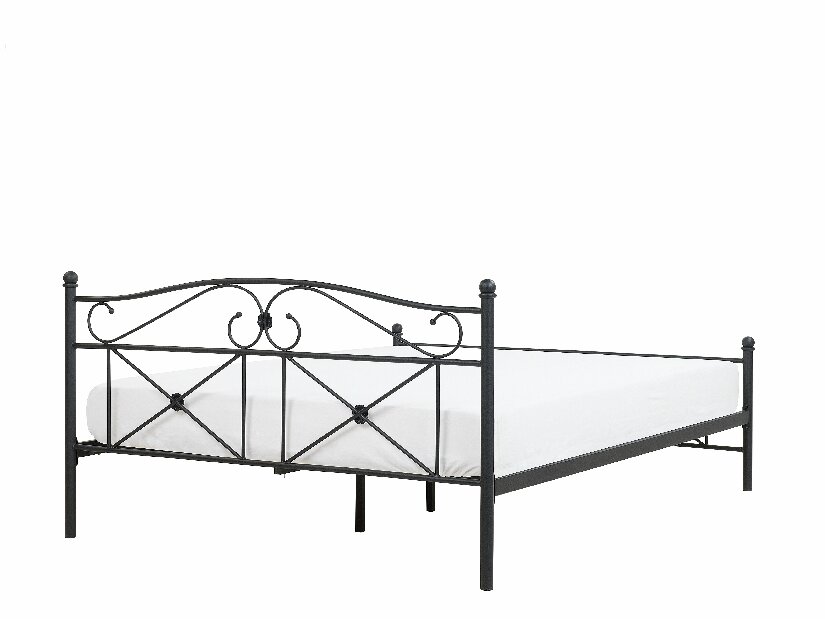 Bračni krevet 160 cm RANDEZ (s podnicom) (crna)