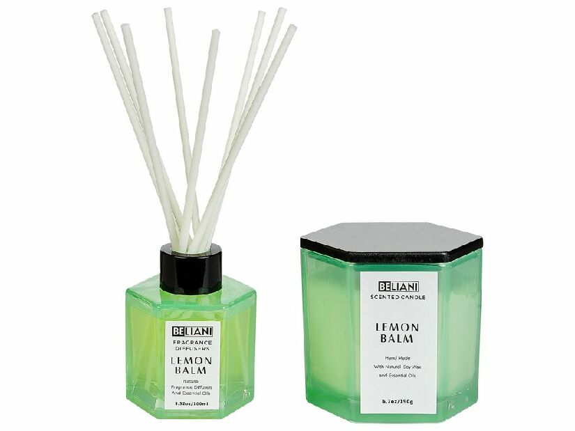 Svijeća od sojinog voska i difuzor sa štapićima s mirisom meda- Tudor (zeleni)