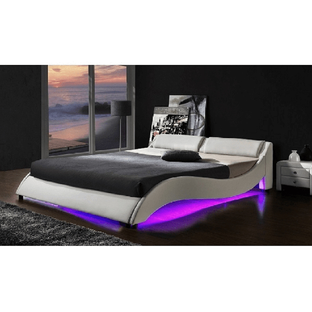 Bračni krevet 180 cm Permelia (S podnicom i LED) 