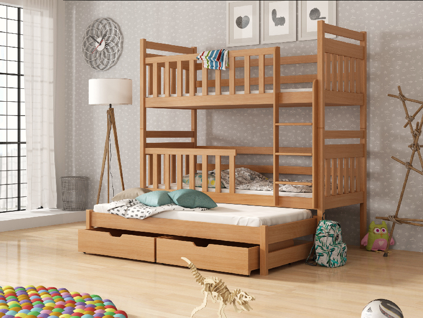 Dječji krevet 90 x 200 cm KRISTY (s podnicom i prostorom za odlaganje) (bukva)