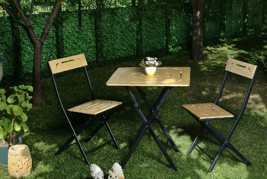 Vrtni set stol i stolice (3 komada) Bonita (smeđa + crna)