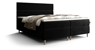 Bračni krevet  Boxspring 140 cm Flu (crna) (s madracem i prostorom za odlaganje)