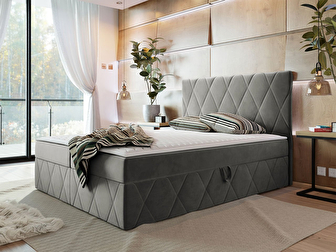 Bračni krevet 160 cm Tibor (siva) (s podnicom, madracem i prostorom za odlaganje)