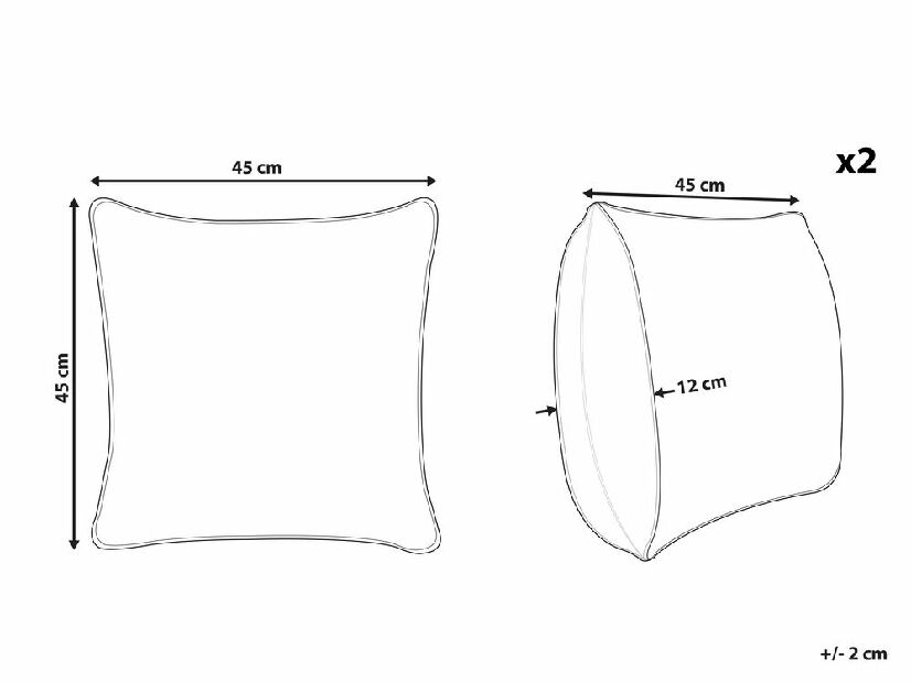 Set 2 ukrasna jastuka 45 x 45 cm Gudy (crna)