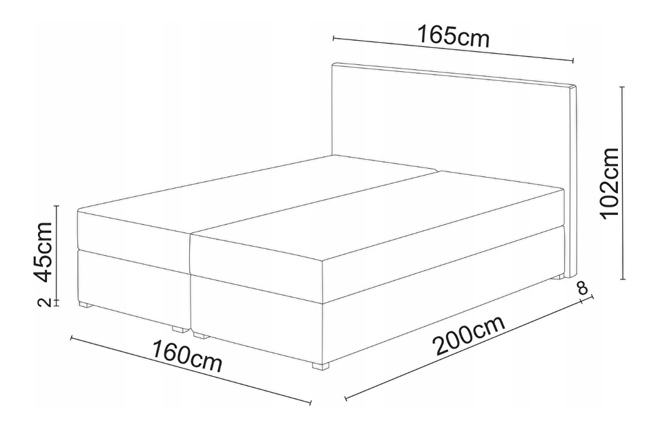 Bračni krevet Boxspring 160x200 cm Waller (svijetlo smeđa) (s podnicom a madracem)