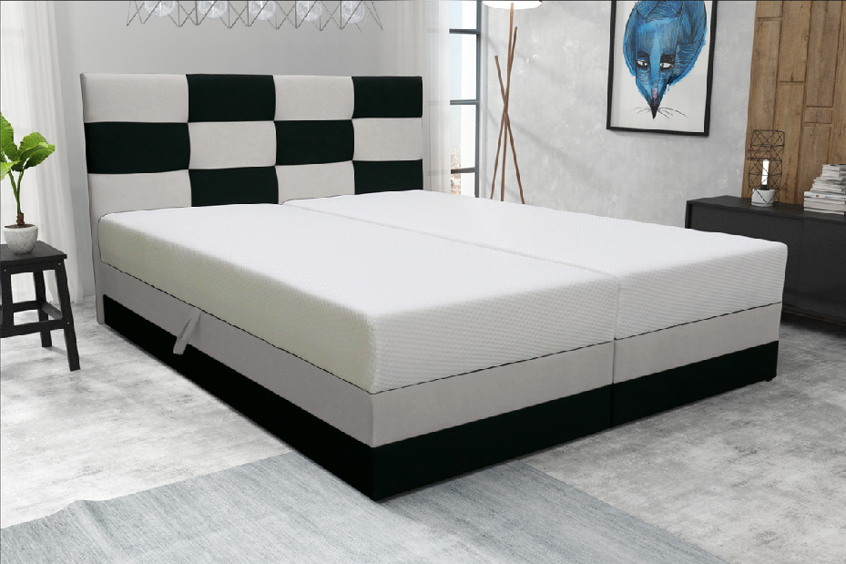Bračni krevet 160 cm Marion (S podnicom i madracom) (crno + bijelo) *trgovina