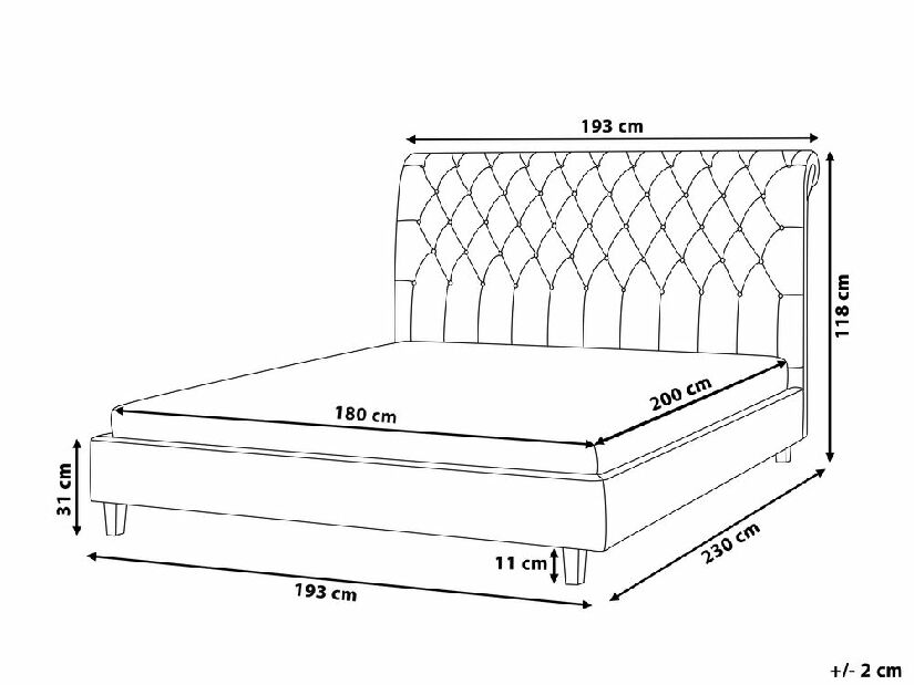 Bračni krevet 180 cm Rainis (bež) (s podnicom)