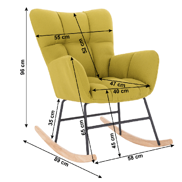 Dizajnerska fotelja za ljuljanje Kerem (Pistacije)