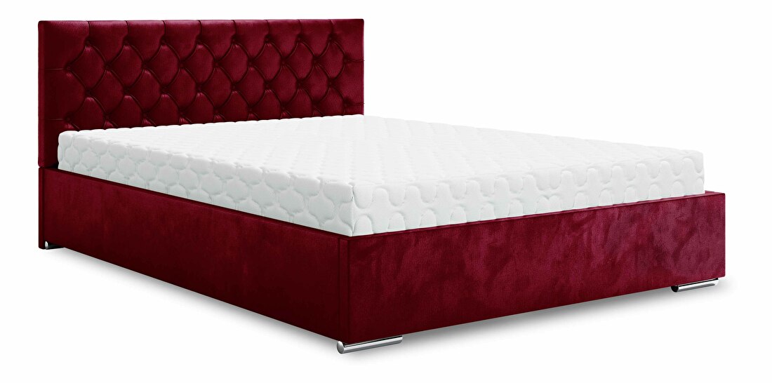 Bračni krevet 160 cm Danita (bordo) (s podnicom i prostorom za odlaganje)
