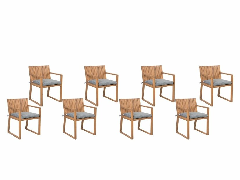 Set stolica 8 kom. Sasan (svijetlo smeđa) (sa sivim jastučićima)