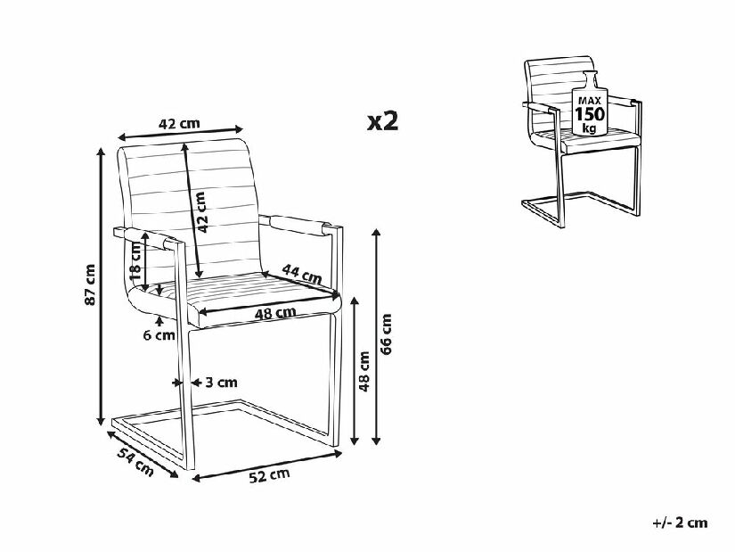Set 2 kom. blagovaonskih stolica BAFORA (smeđa)