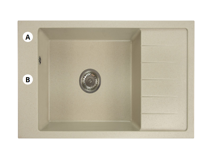 Kuhinjski sudoper Lurano (bijela) (sa 2 otvora za bateriju) (D)