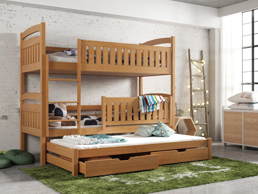 Dječji krevet 90 x 200 cm BLAIR (s podnicom i prostorom za odlaganje) (bukva)