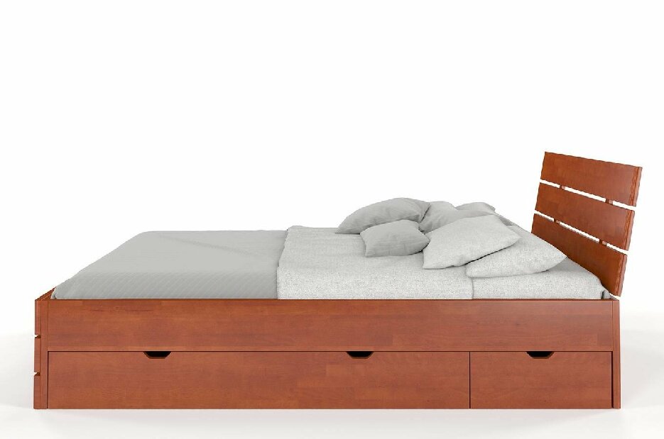 Bračni krevet 200 cm Naturlig -Lorenskog High Drawers (bukva)