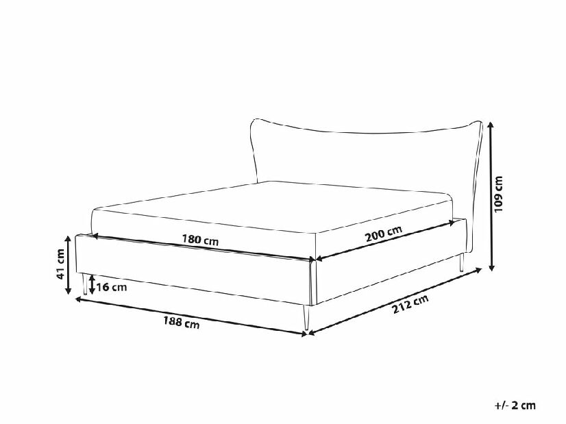 Bračni krevet 180 cm Chaza (svijetlosiva)