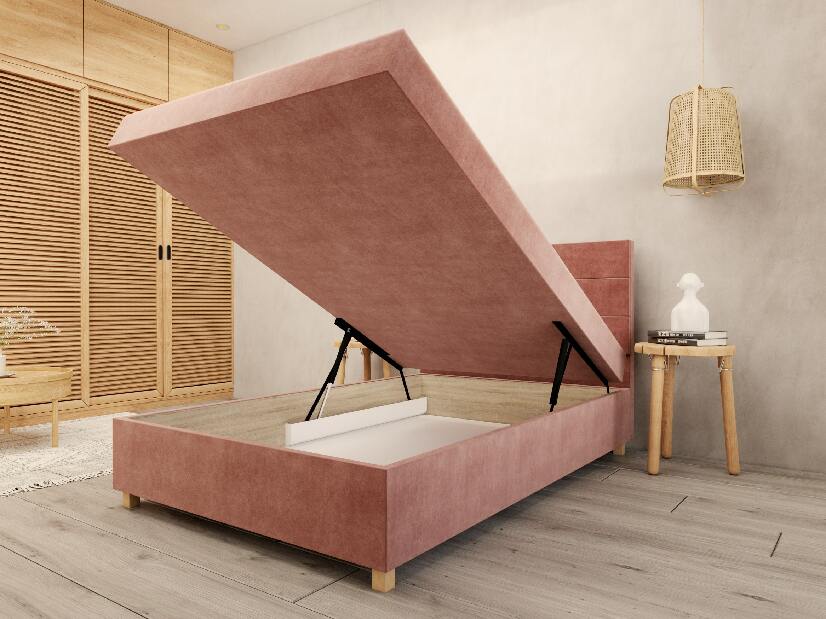 Jednostruki krevet 120 cm Picasso II (ružičasta) (s prostorom za odlaganje i madracem) 