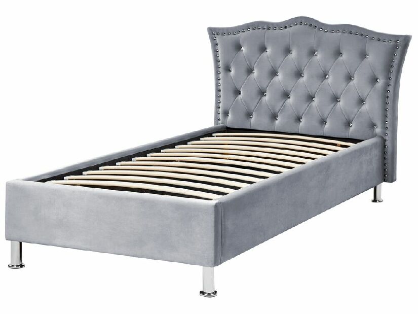 Jednostruki krevet 200 x 90 cm Metty (siva) (s podnicom) (s prostorom za odlaganje)