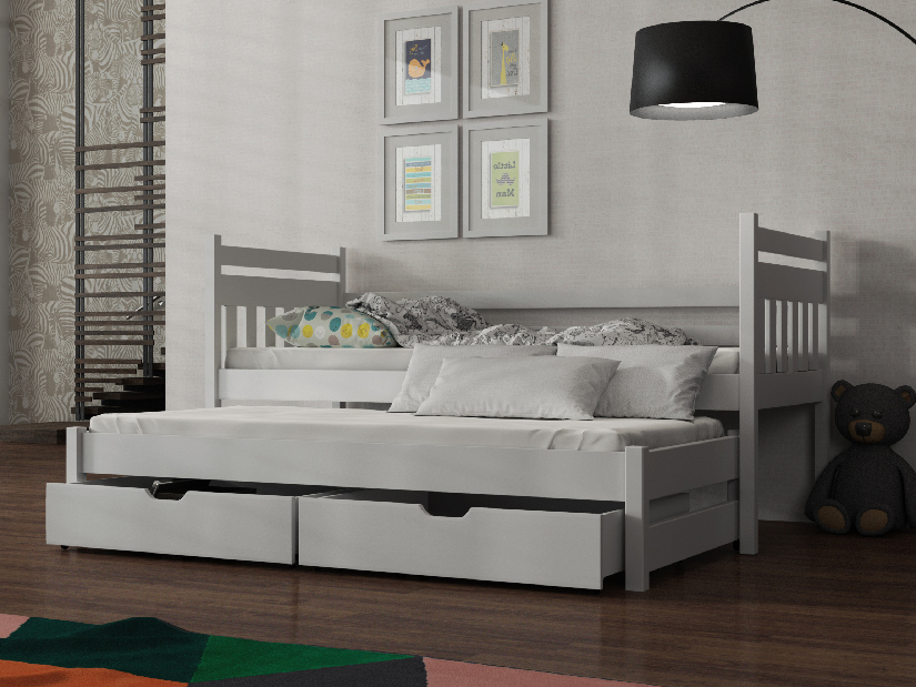 Dječji krevet 90 x 200 cm DANNY (s podnicom i prostorom za odlaganje) (bijela)