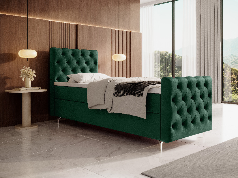 Jednostruki krevet 80 cm Clinton Bonell (smaragdna) (s podnicom, bez prostora za odlaganje)