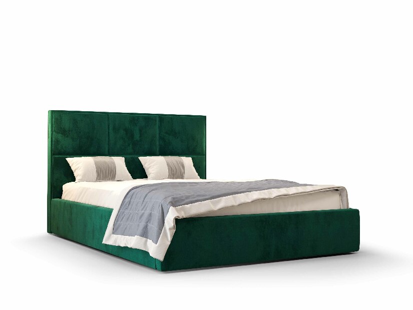Bračni krevet 180 cm Elna (tamnozelena) (s podnicom i prostorom za odlaganje)