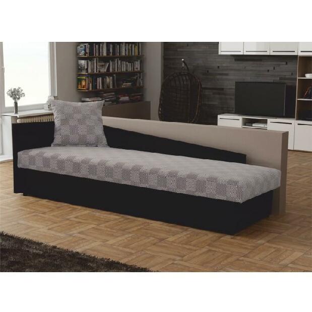 Jednostruki krevet (ležaj) 80 cm Jeannine (siva + crna) (s prostorom za odlaganje) (L) 