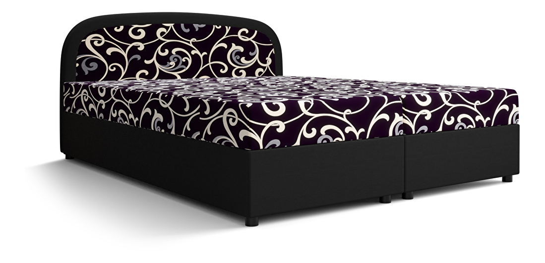 Bračni krevet Boxspring 180 cm Brick (tamnosmeđa + cvijetni uzorak) (s madracem i prostorom za odlaganje)