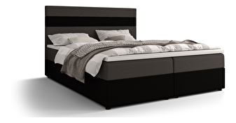 Bračni krevet  Boxspring 140 cm Locos (siva + crna) (s madracem i prostorom za odlaganje)