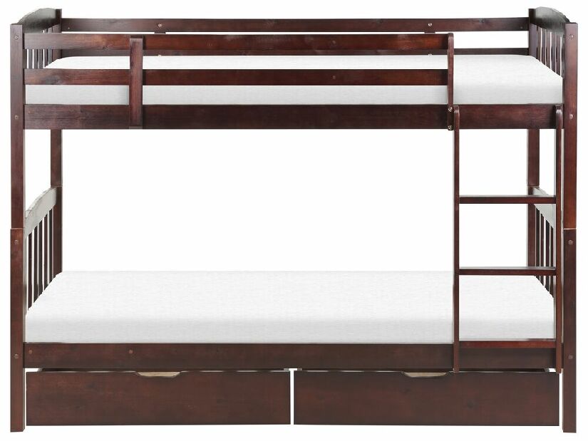Krevet na kat 90 cm Rigel (tamno drvo) (s podnicom i prostorom za odlaganje)