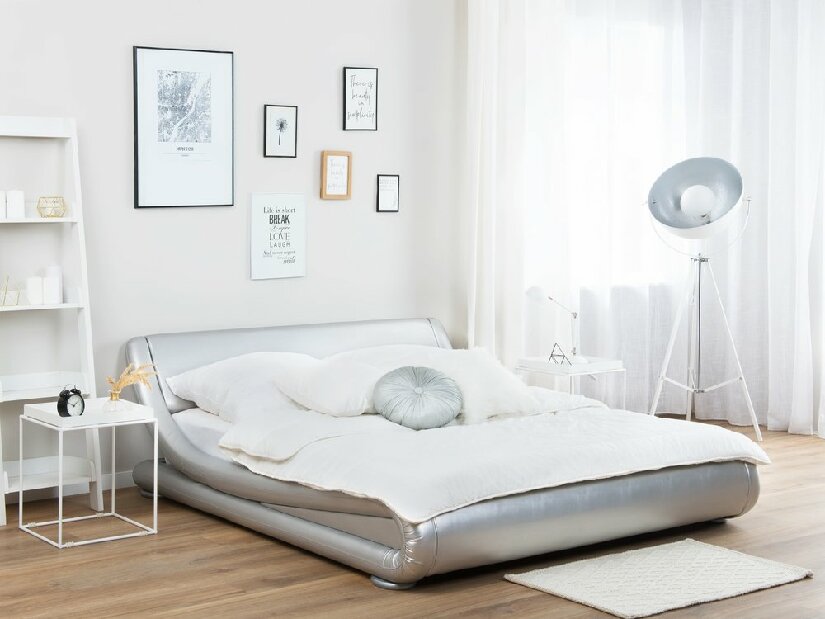 Bračni krevet 160 cm AVENUE (s podnicom) (srebrna sjajna)