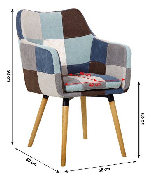 Blagovaonska stolica Lardo (plavo-bež patchwork) 