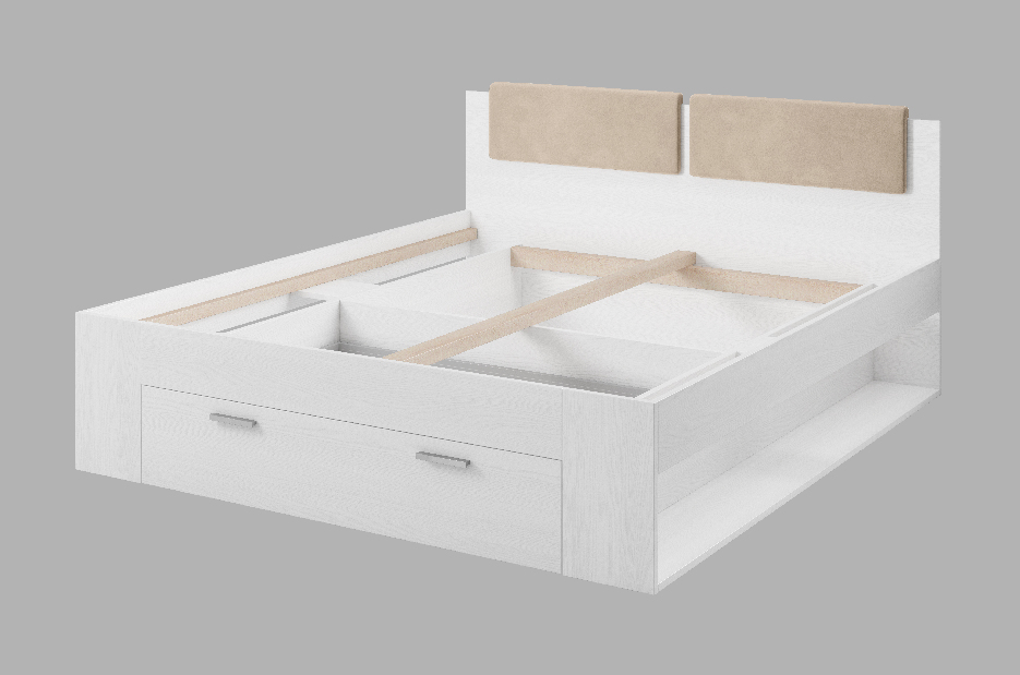 Bračni krevet 14 cm Afrodita Typ 5 (s prostorom za odlaganje ) (bijeli pepeo) 