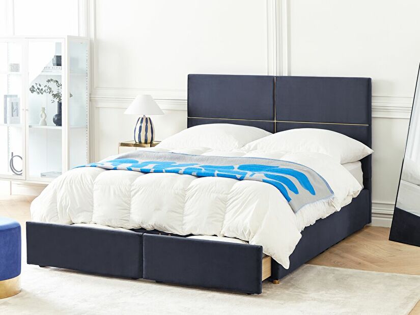 Bračni krevet 160 cm Vissarion (crna) (s podnicom i prostorom za odlaganje)