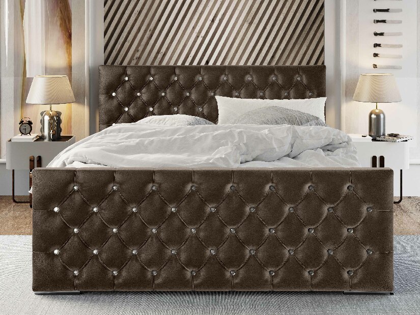 Bračni krevet 180 cm Quintin (smeđa) (s podnicom i prostorom za odlaganje)