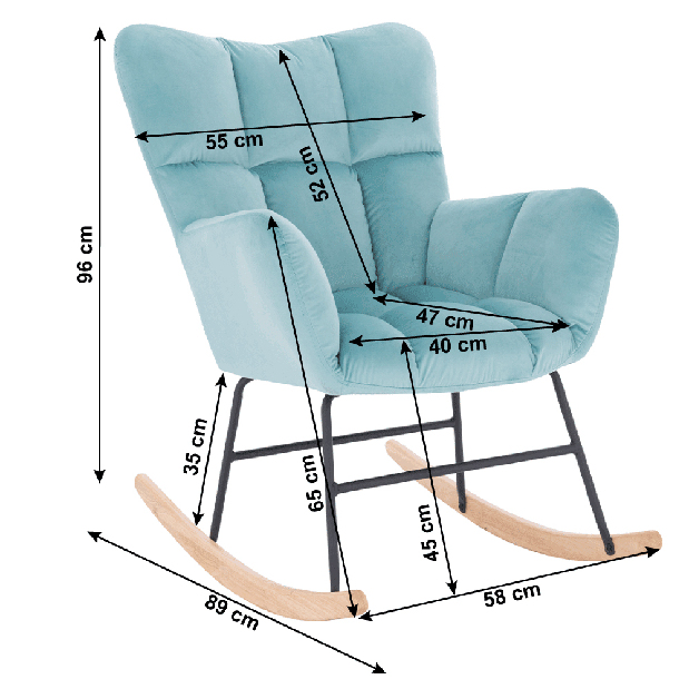 Dizajnerska fotelja za ljuljanje Kerem (mentol)