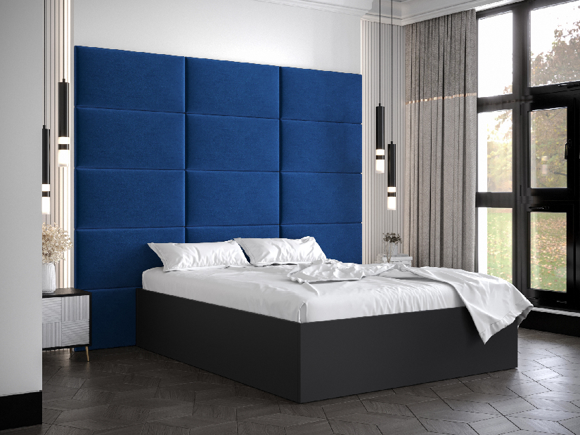 Bračni krevet s tapeciranim uzglavljem 160 cm Brittany 1 (crna mat + plava) (s podnicom)