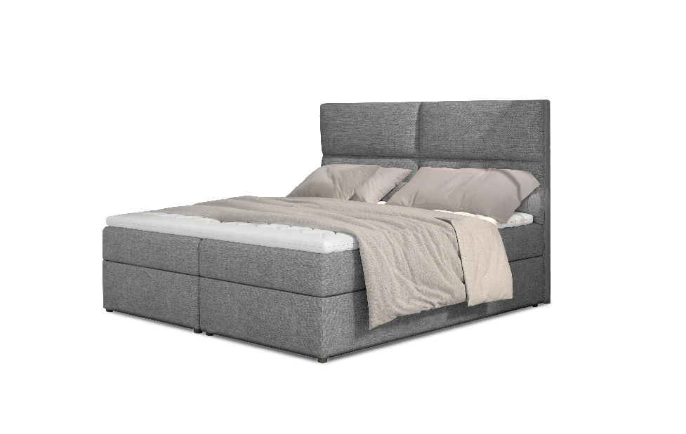 Bračni krevet Boxspring 180 cm Amebra (siva) (s madracima i prostorom za odlaganje)