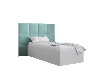 Jednostruki krevet s tapeciranim uzglavljem 90 cm Brittany 4 (bijela mat + metvica) (s podnicom)