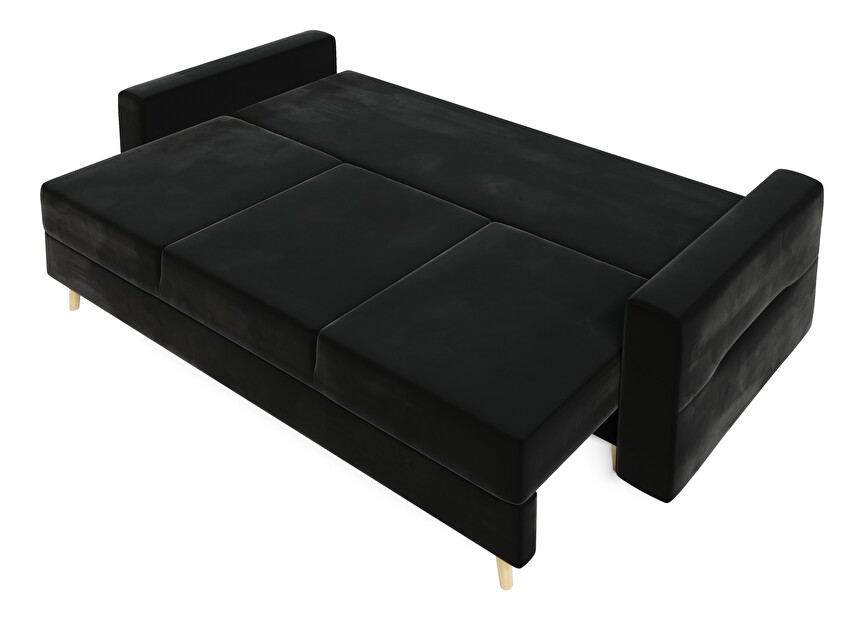 Kauč na razvlačenje Bergenia (crna + crne jastuci)