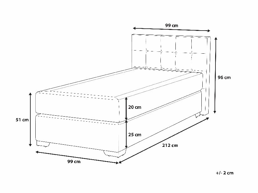 Jednostruki krevet Boxspring 90 cm ADIR (s madracem) (crna)